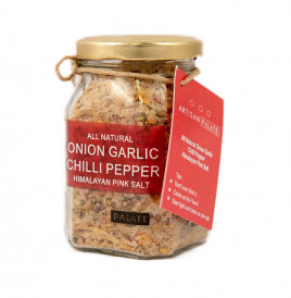 Artisan Palate All Natural Onion Garlic Chilli Pepper Himalayan Pink Salt  Bottle  150 grams